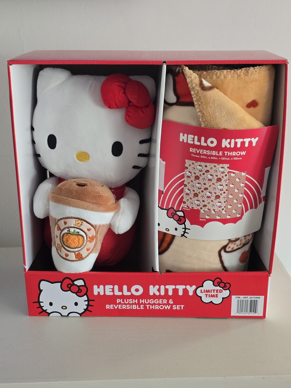 Hello Kitty Pumpkin Spice Plush Hugger & Reversible Throw Set